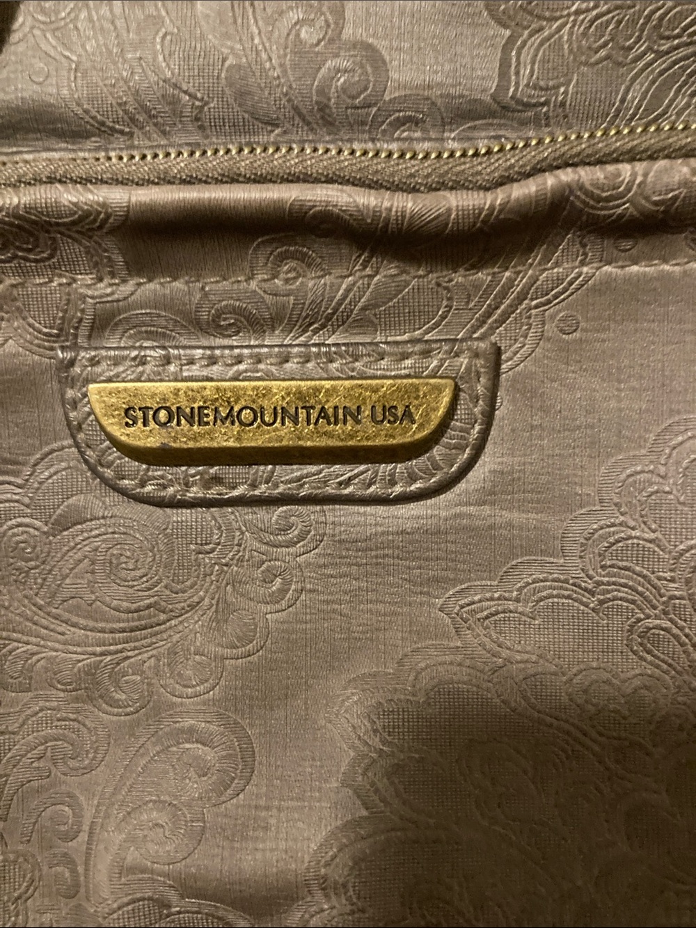 Stone Mountain Accessories Taupe Quilted Tote with Gold Plate
